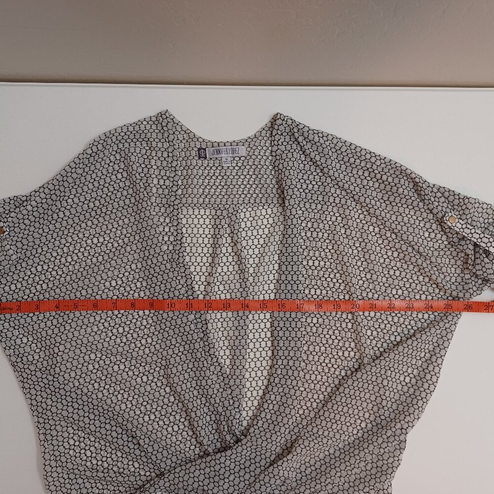 Women's Jennifer Lopez JLO Sheer Black and White Open Front Blouse Size Medium - Picture 3 of 8